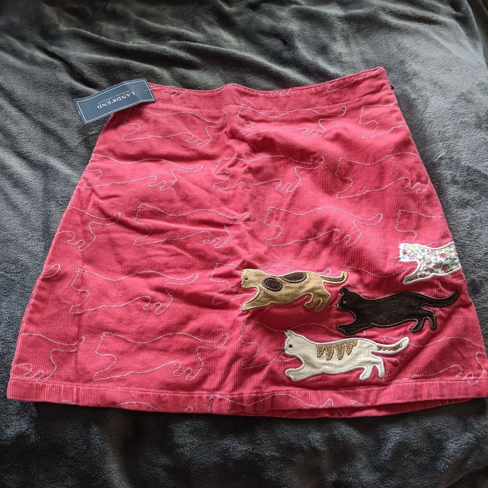 Lands' End girls courdoray cat skirt BNWT